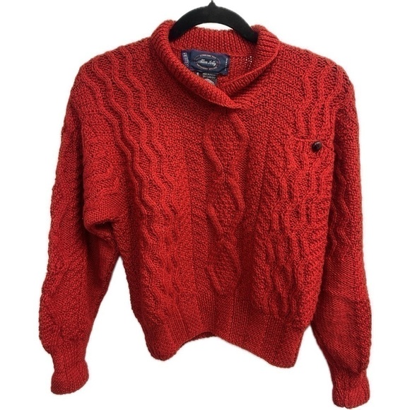 Allen Solly England Women’s Cable Knit Thick Red Pure Wool Sweater Size SP - Picture 1 of 6